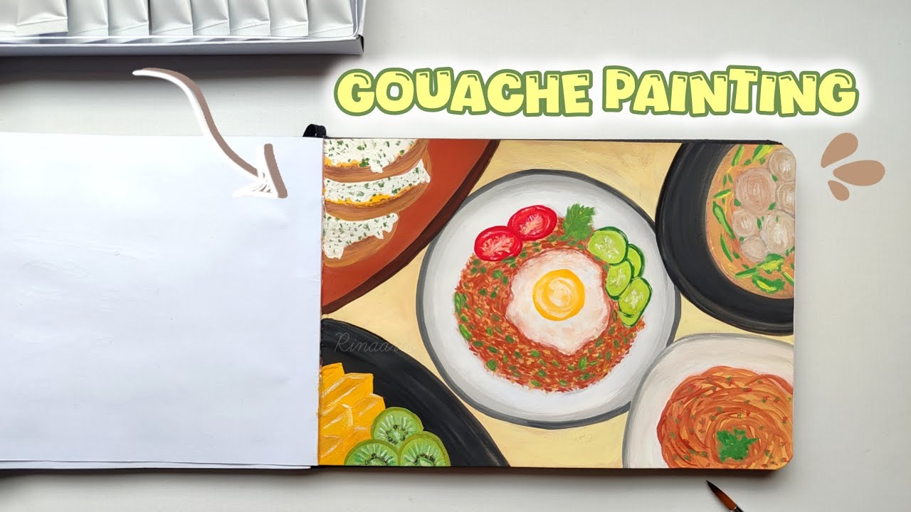 Gouache Painting 🖌️🎨 | painting food dishes 