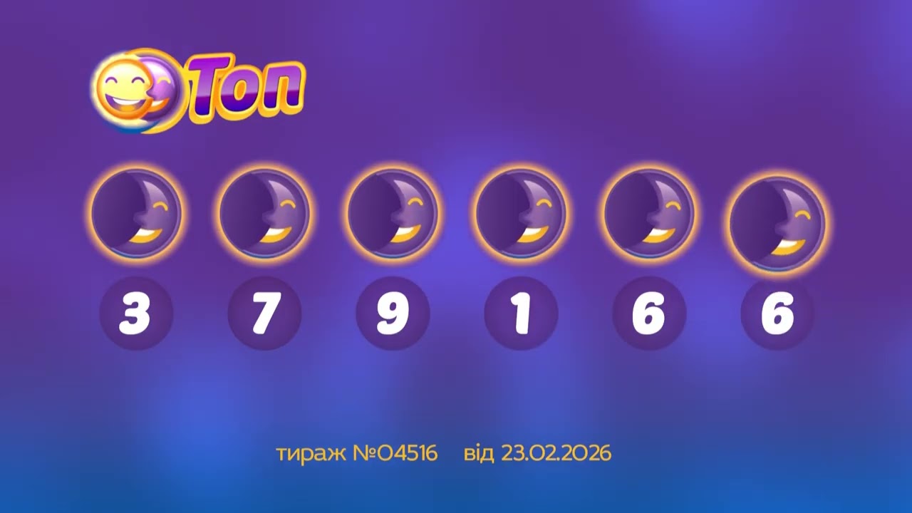 Результати лотереї ТОП. Тираж 4516 від 23 лютий 2026