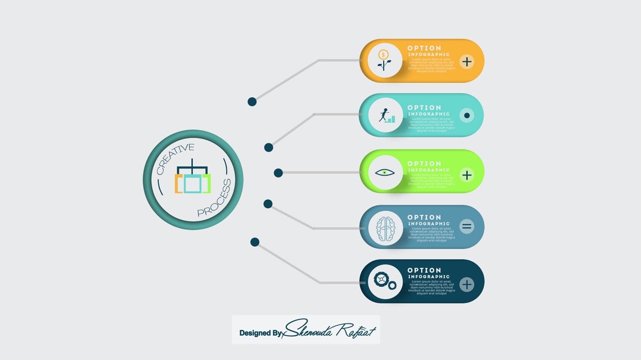 Photoshop Tutorials - Business concept with 5 options - infographic | انفوجرافيك
