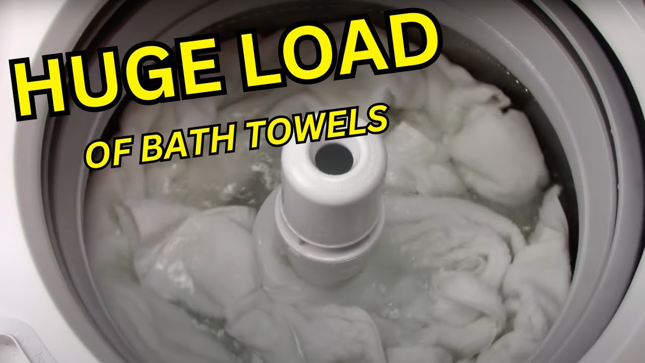 Full Wash: Maytag Commercial Washer MVWP575GW: HUGE Load of Bath Towels overloaded