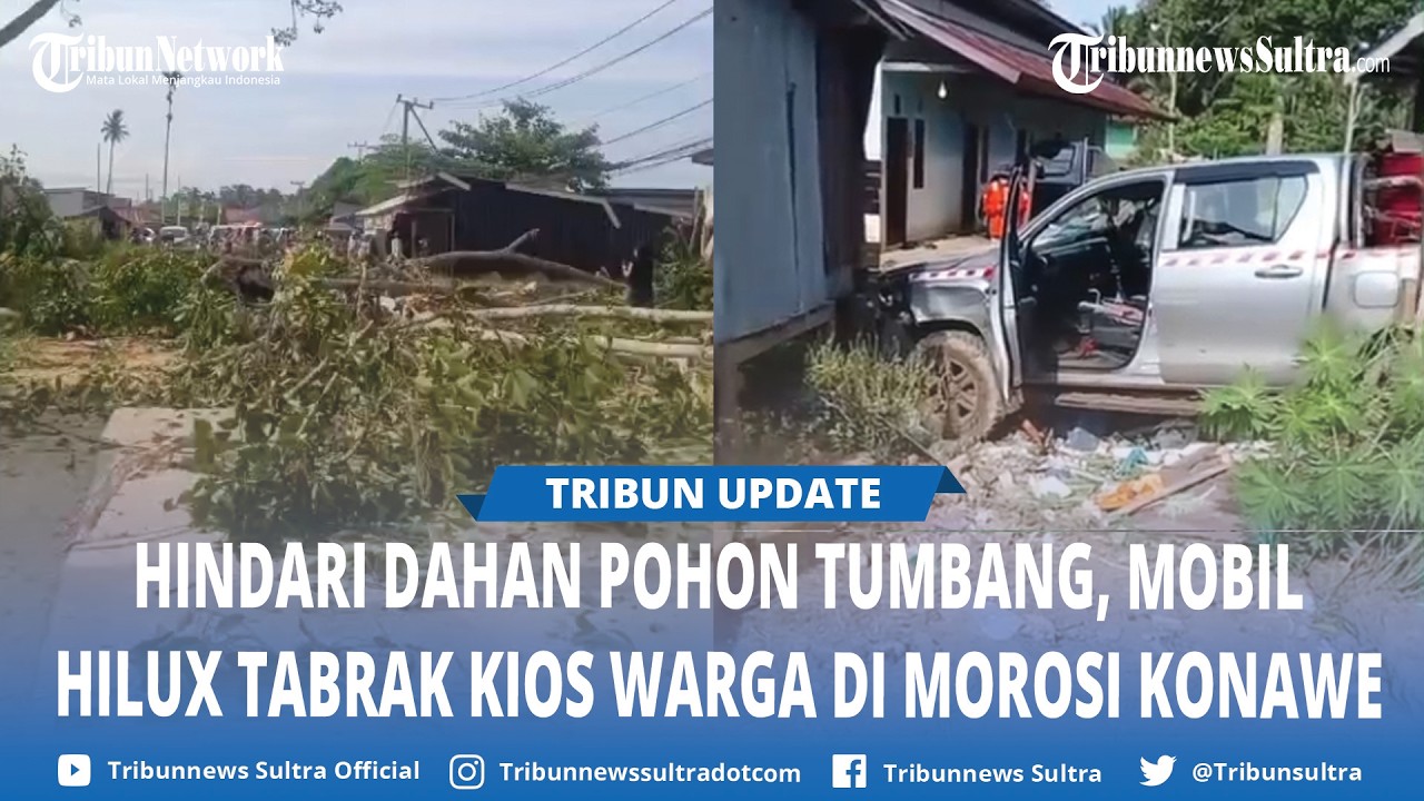 Hilang Kendali Gegara Hindari Pohon Tumbang, Toyota Hilux Tabrak Kios di Konawe Sulawesi Tenggara