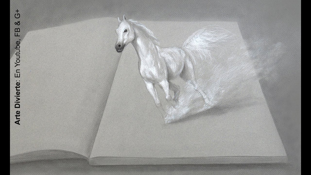 Dibujando en 3D: Un caballo blanco con imaginación - Arte Divierte.