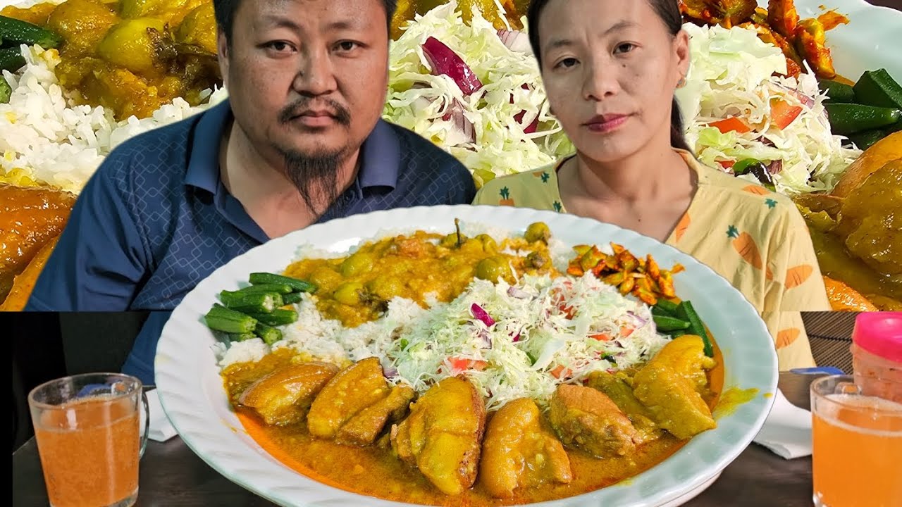 Spicy Pork Fats Curry | Bitter Eggplant | Lady Finger | Salad | Stinky Beans Chutney | Naga Mukbang 