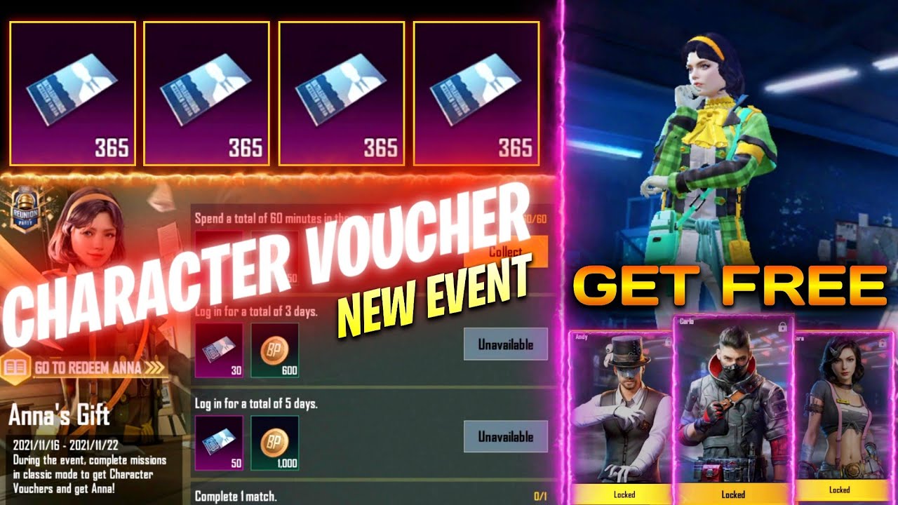 Anna Character Voucher Event Bgmi | Anna Event Pubg mobile | bgmi Anna Voucher Event |anna new Event