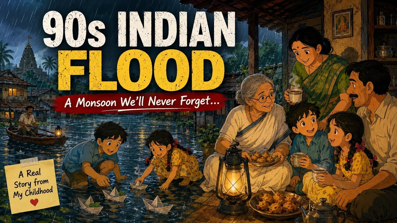 The Great 90s Indian Flood | A Cozy Monsoon Childhood Story | Nostalgic Village Life ASMR