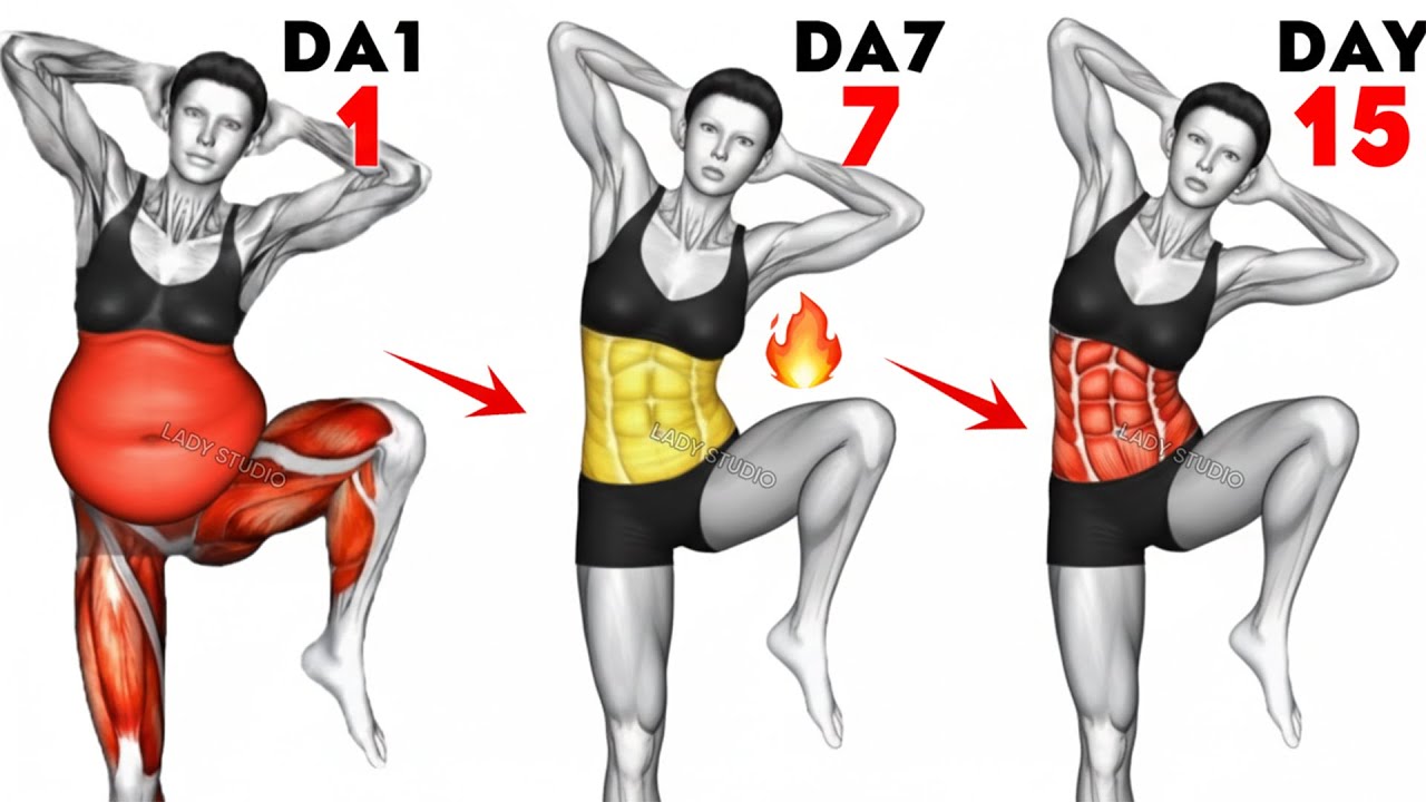 14-дневная тренировка для пресса стоя для женщин | Домашние упражнения для плоского живота и быст...