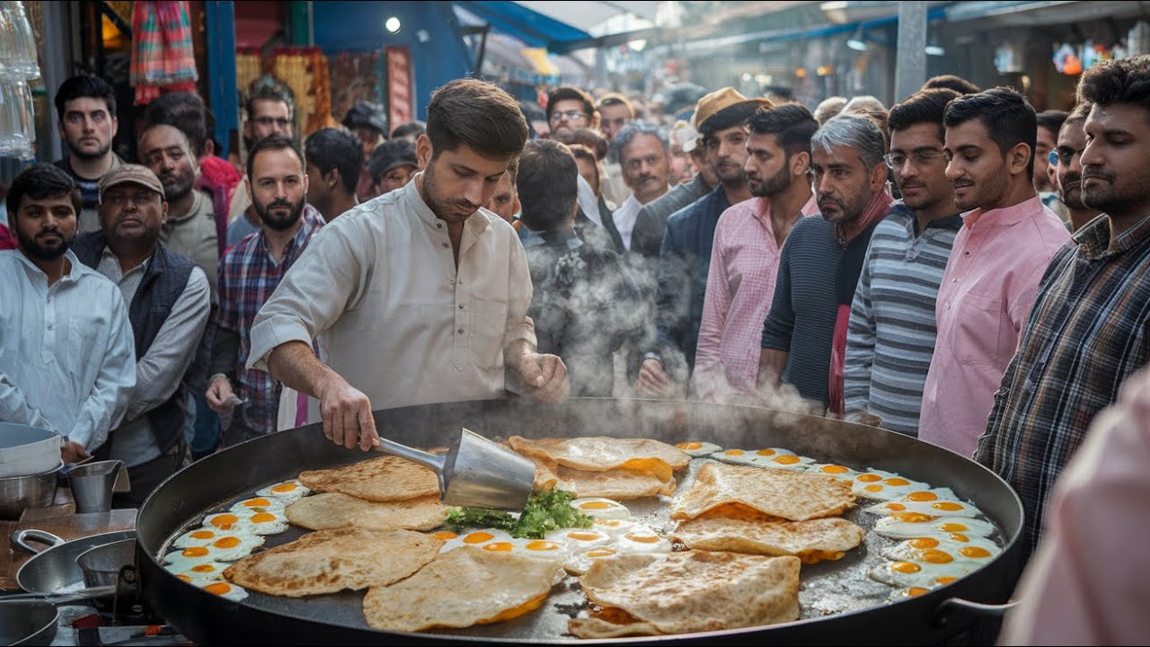 CHEAPEST PURE DESI PUNJABI STREET FOOD BREAKFAST HALWA PURI, ANDA PARATHA - PAKISTAN STREET FOOD