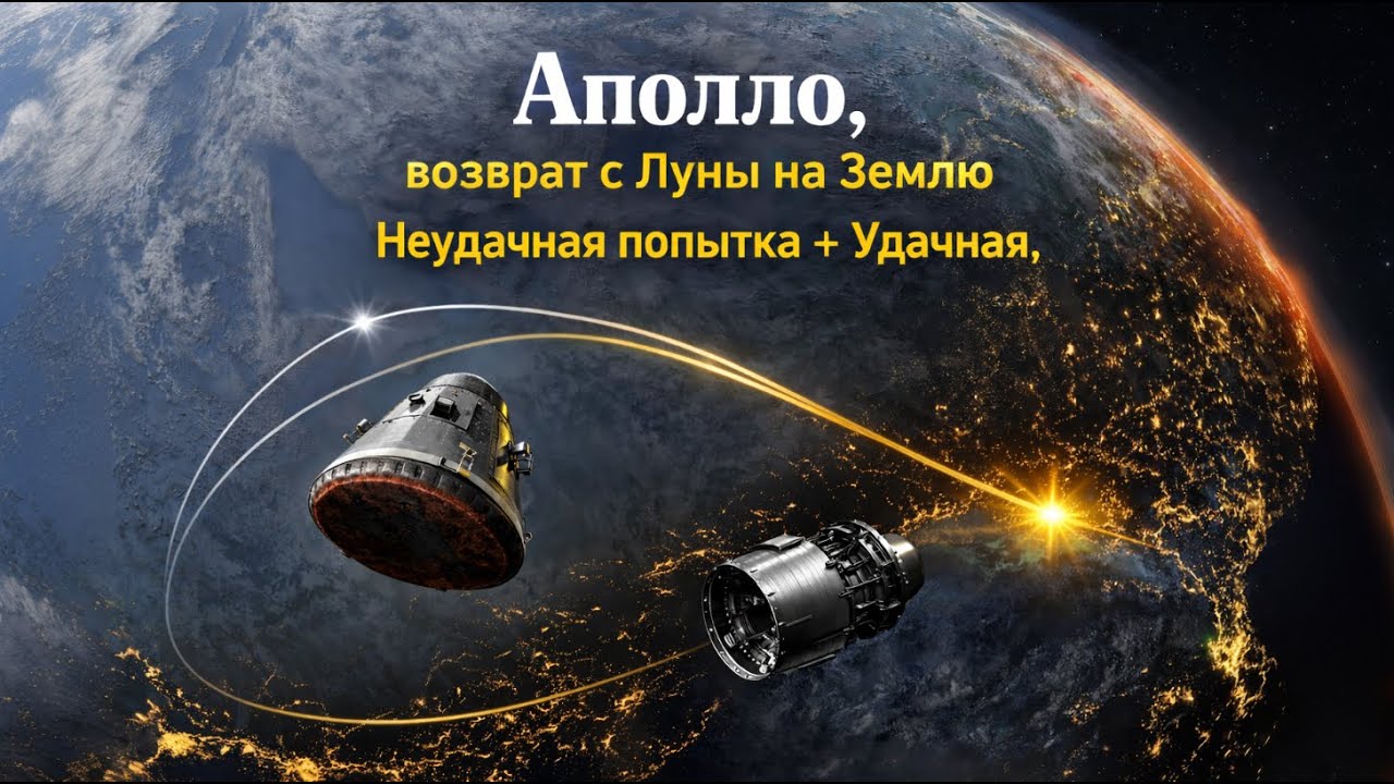 Apollo | Миссия 7 Финал — Корректировка угла вхождения, и приводнение после лунной миссии (Reentry)