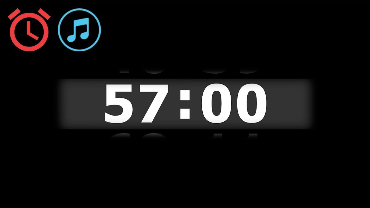 57 Minutes Countdown Timer with Clock Sound & Background Music