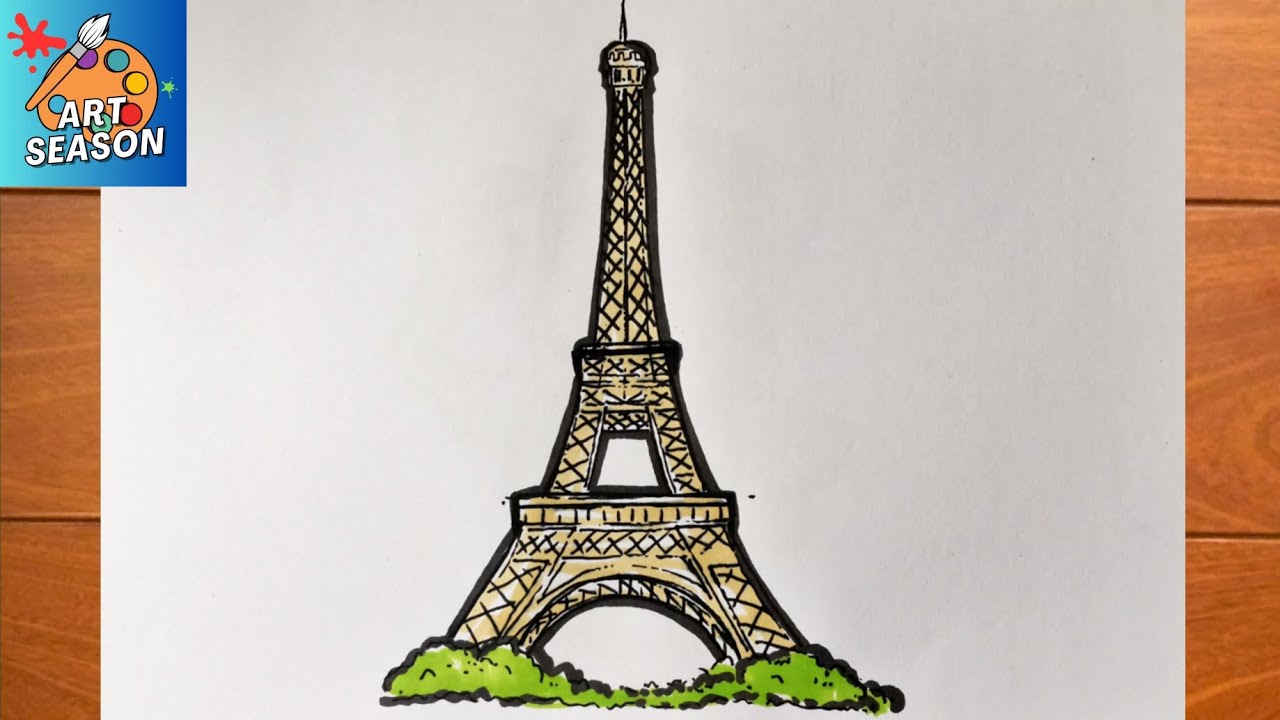 How to Draw The Eiffel Tower Step by Step