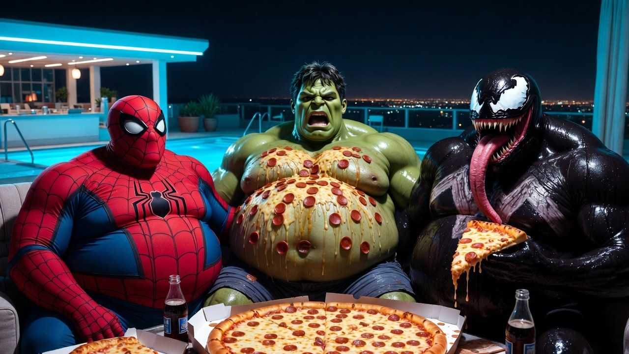 SPIDER-MAN, HULK & VENOM: EPIC FAT RACING & PIZZA UPGRADE! 🍕 Part 2
