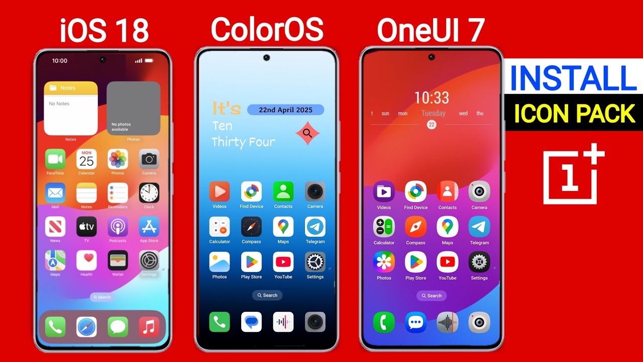 Apply 3+ Premium Icon Pack in Any Oneplus Phone | iOS 18,One Ui, ColorOS icon design install