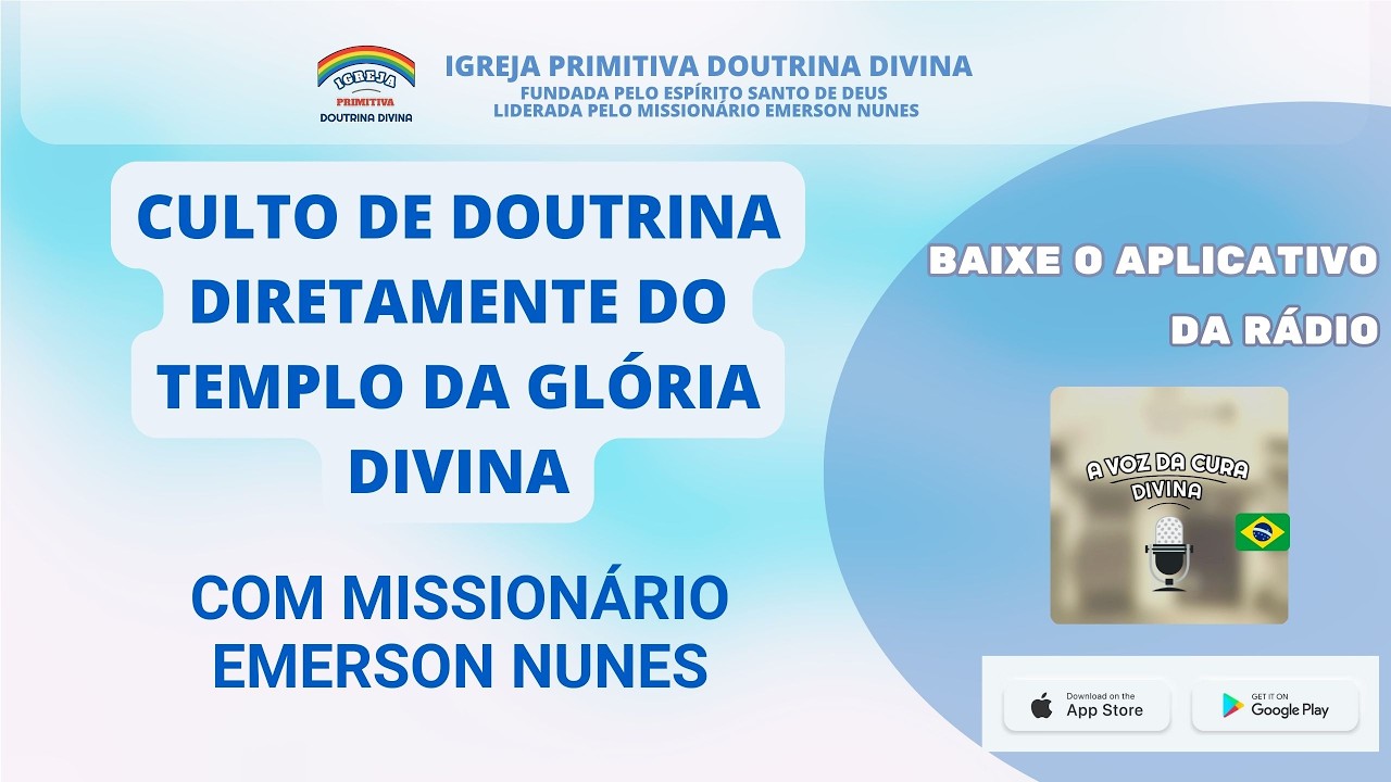 CULTO DE DOUTRINA DE QUINTA FEIRA-TEMPLO DA GLÓRIA DIVINA  12-03-2026