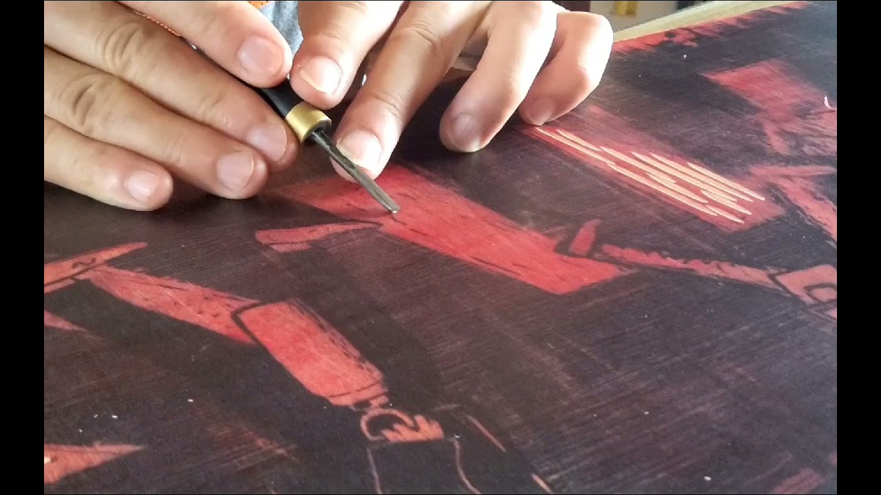 Black and white woodcut printmaking process