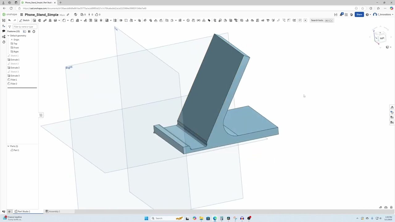 Design a Phone Stand in Onshape | Beginner CAD Tutorial + 3D Print