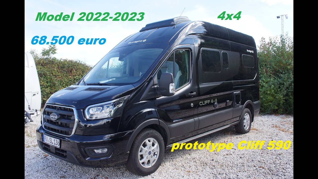 Nieuwste model 2022/2023 camperbus Sunlight 590 Cliff 4x4 adventure. Prototype camper van Sunlight