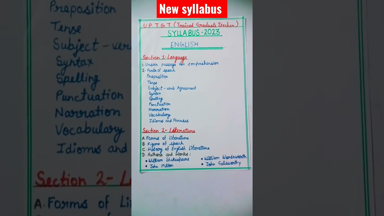 New T.G.T English syllabus -2023 #tgtsyllabus