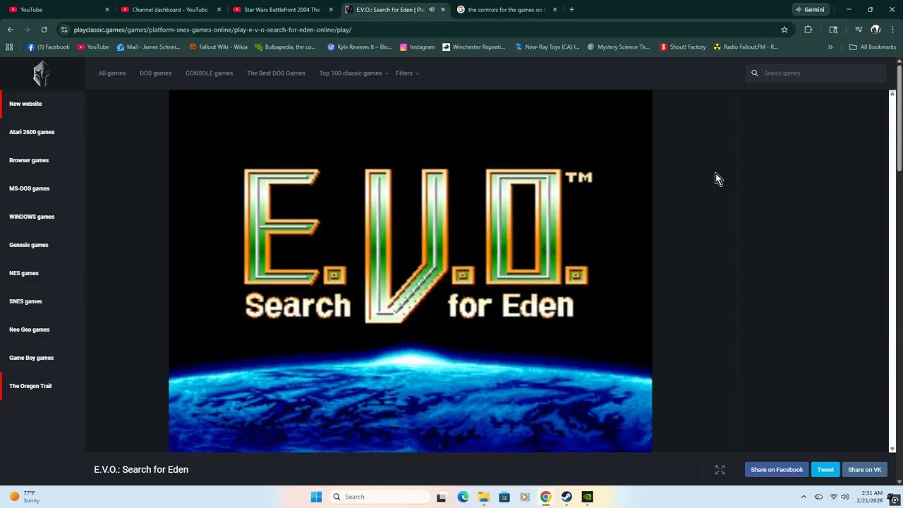 E.V.O.: Search for Eden for SNES on PC / I played this for 50 minutes?