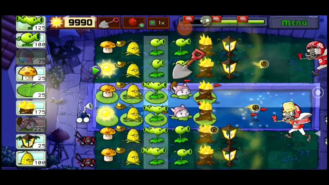 Jugando Plantas vs Zombies nvls 1, 2 y 3