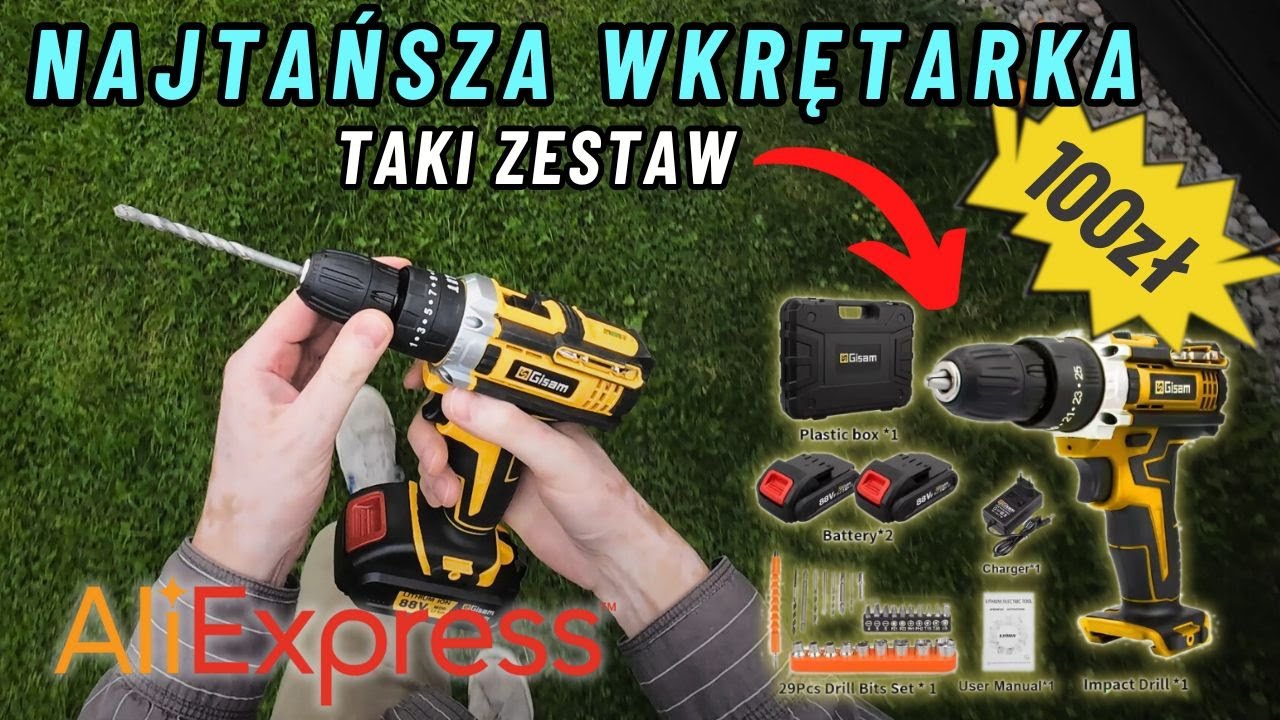 TEST - NAJTAŃSZA WKRĘTARKA Z ALIEXPRESS - GISAM 21V 1600RPM 28NM UDAR
