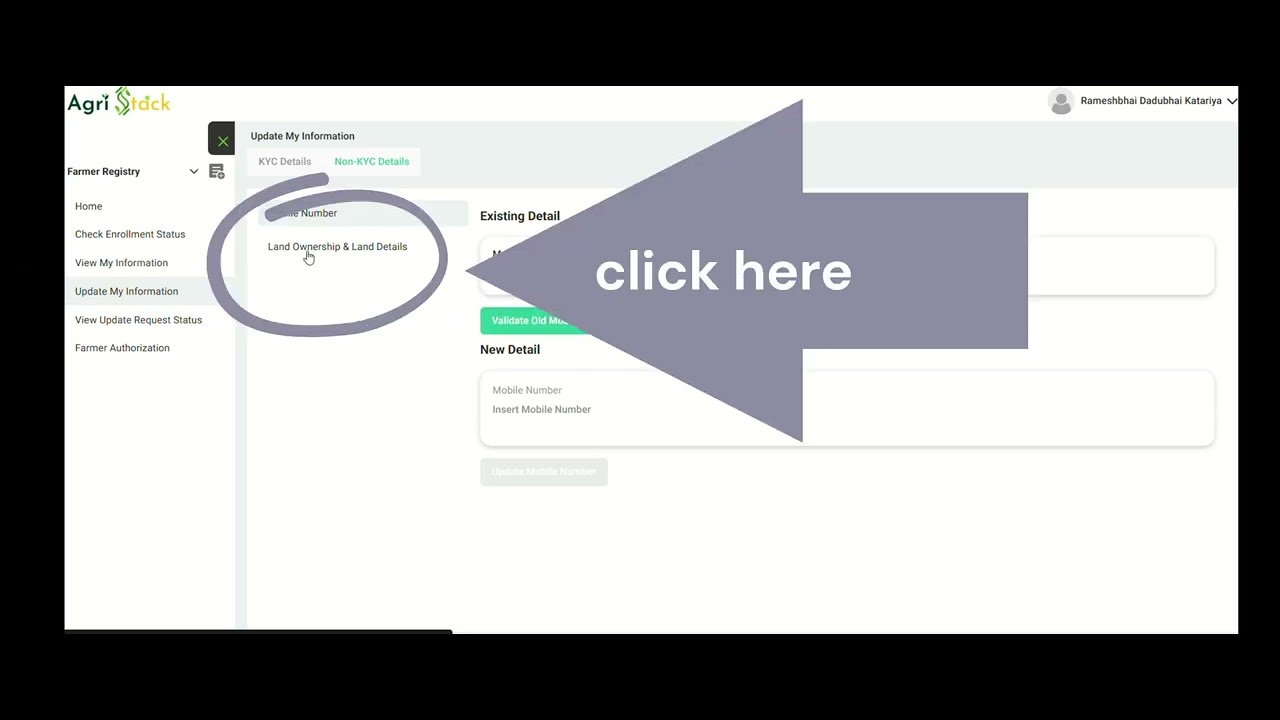 how to add land details in farmer registration same and other village