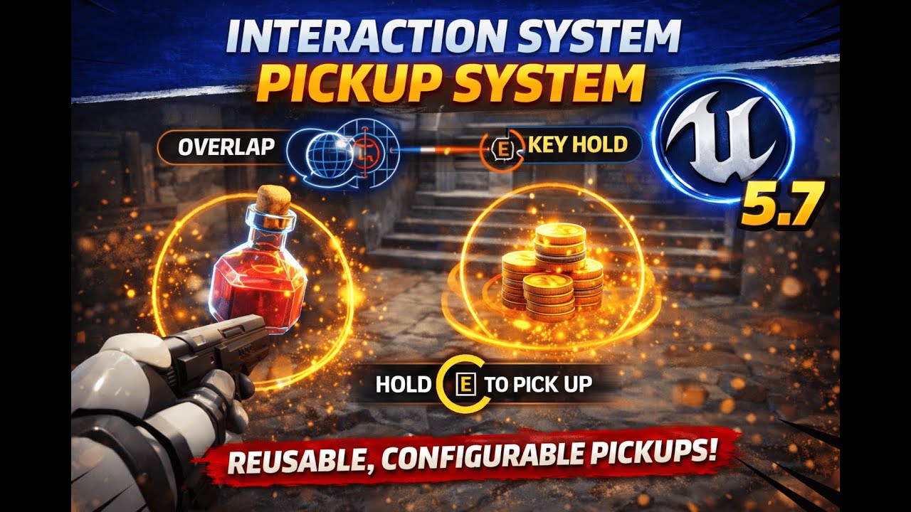 Advanced Pickup System in Unreal Engine 5.7 with Overlap & Trace Modes | Blueprints