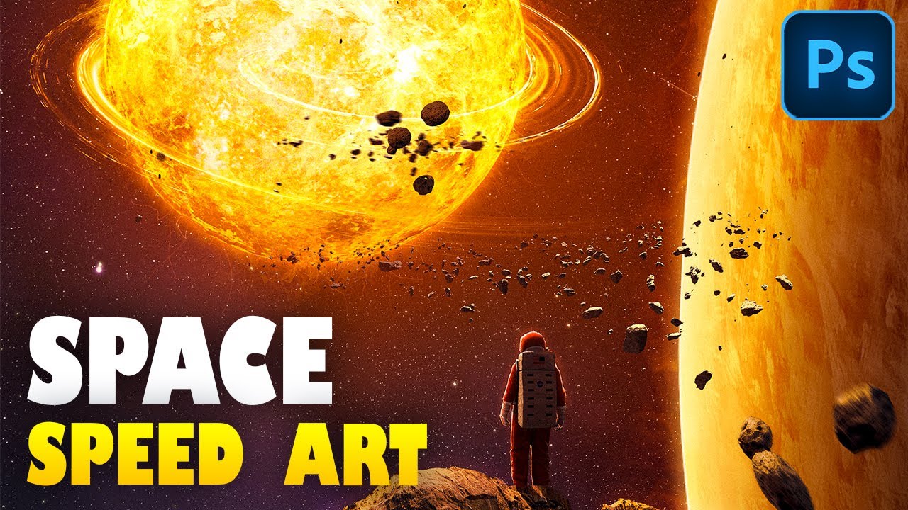 Creating ASTRONAUT IN SPACE using Photoshop - Speed Art