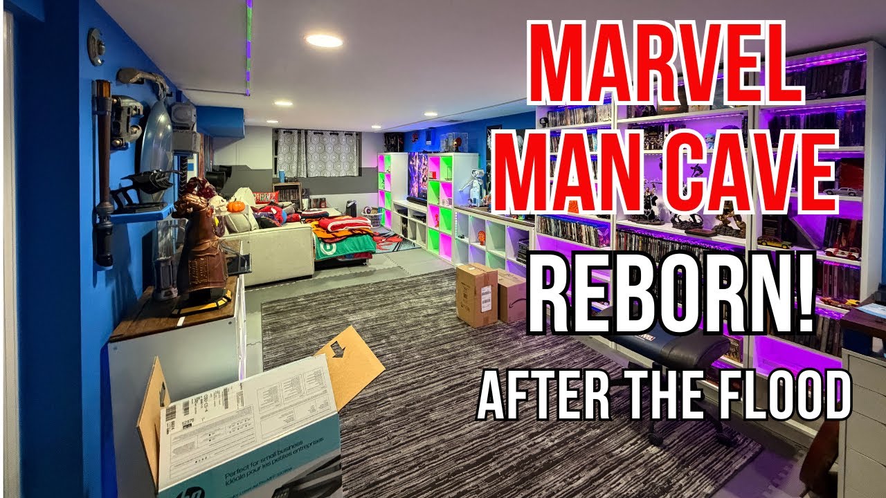Marvel Man Cave Tour (Post Flood) | Basement Renovation, Rebuild & Collection Update 2025