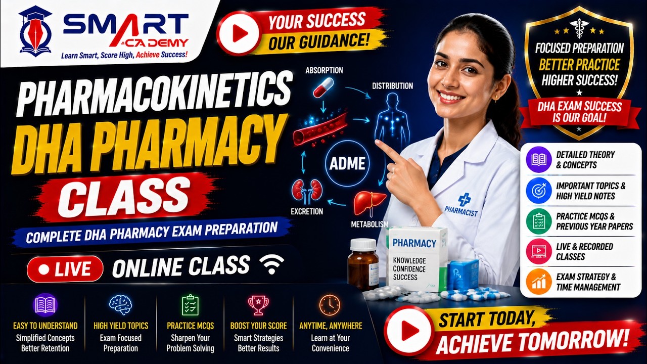 Pharmacokinetics DHA Pharmacy Class | DHA Prometric Exam Preparation | Smart Academy