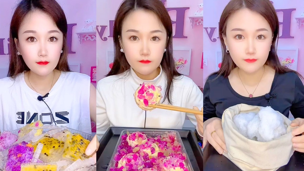 Crystal Jelly and Creamy Sugar Bites with Snow Ice ASMR