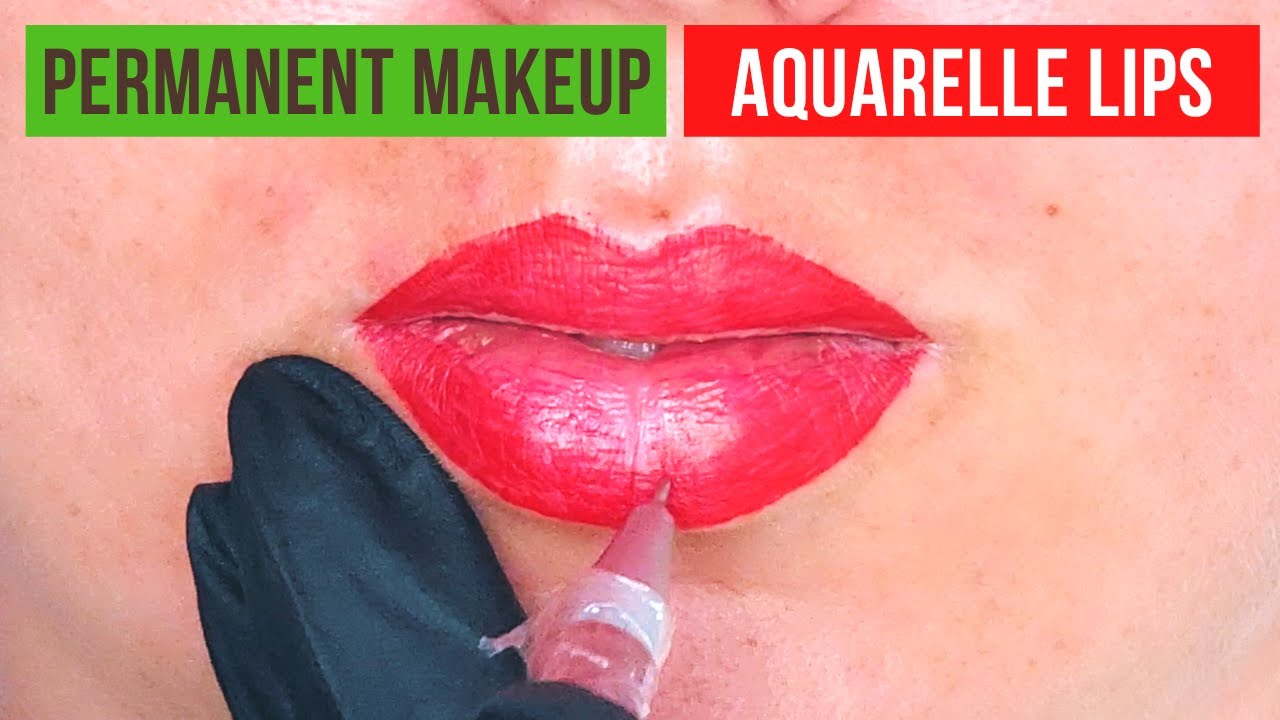 Permanent makeup. Lip blush