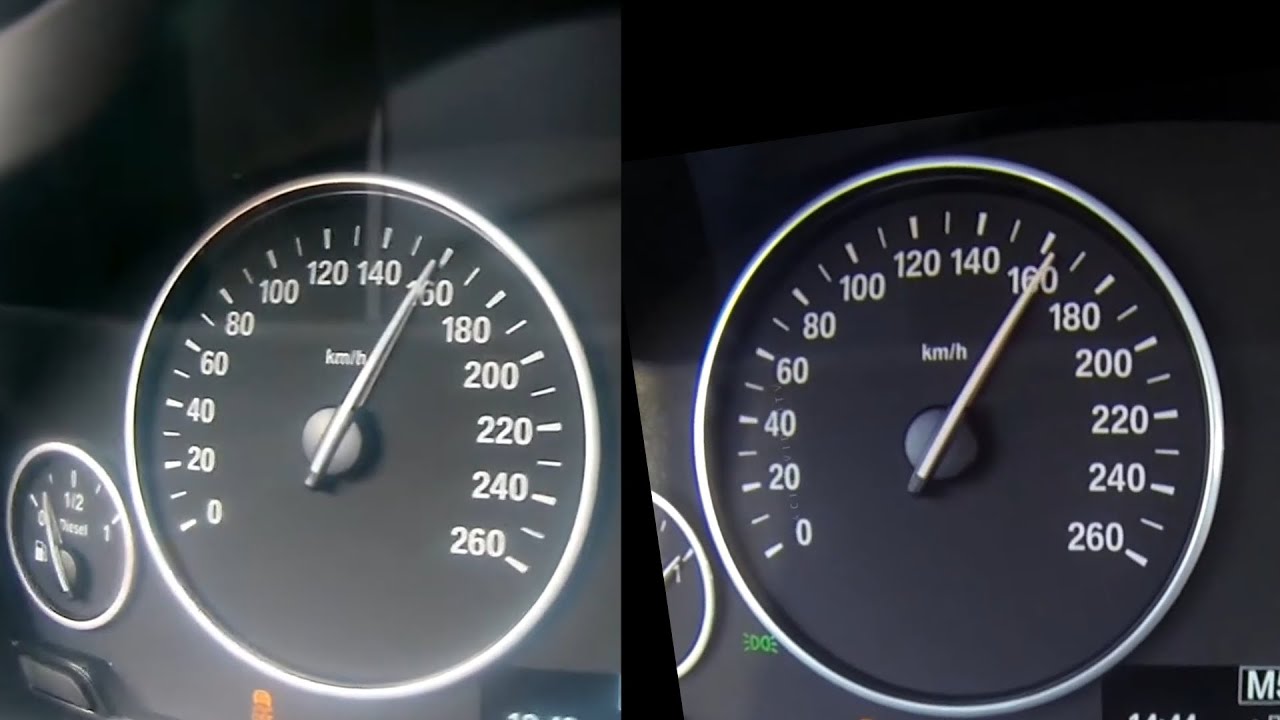 BMW F30 318d 150 HP vs. 316i 136 HP (0-200 kph)