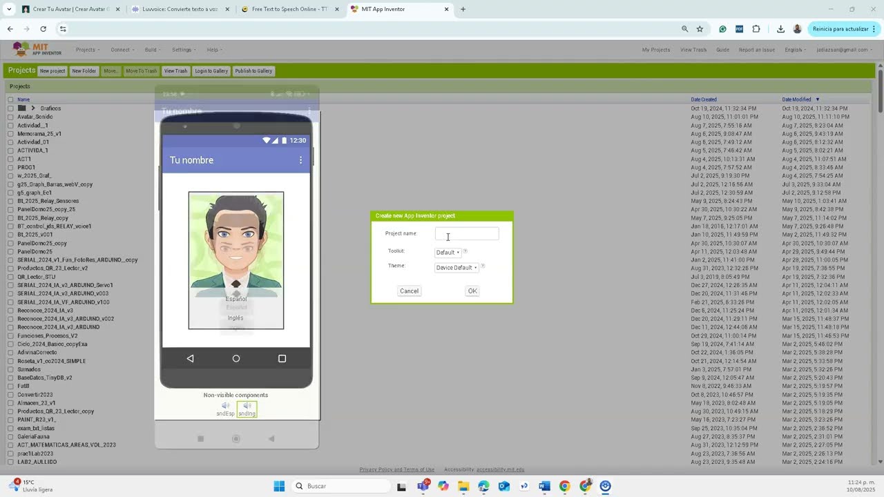 Avatar y Audio con IA en MIT App Inventor (básico)
