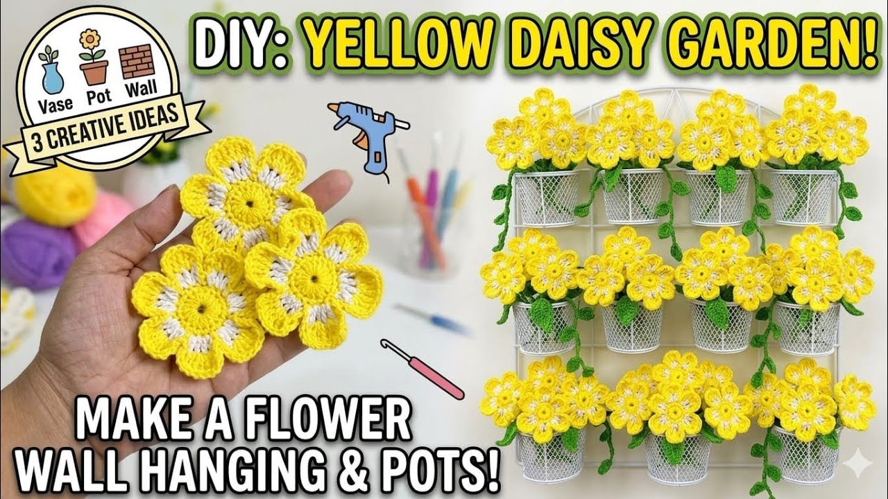 Very easy cute 💛🤍💛flowers for beginners ❤️💛❤️ @sewwithkoni1.0 