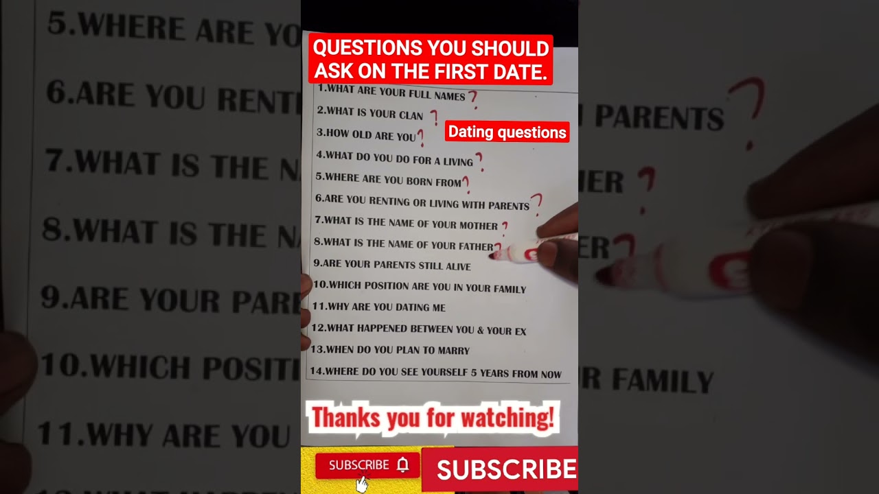 DATING QUESTIONS. Questions you should ask on your first date.