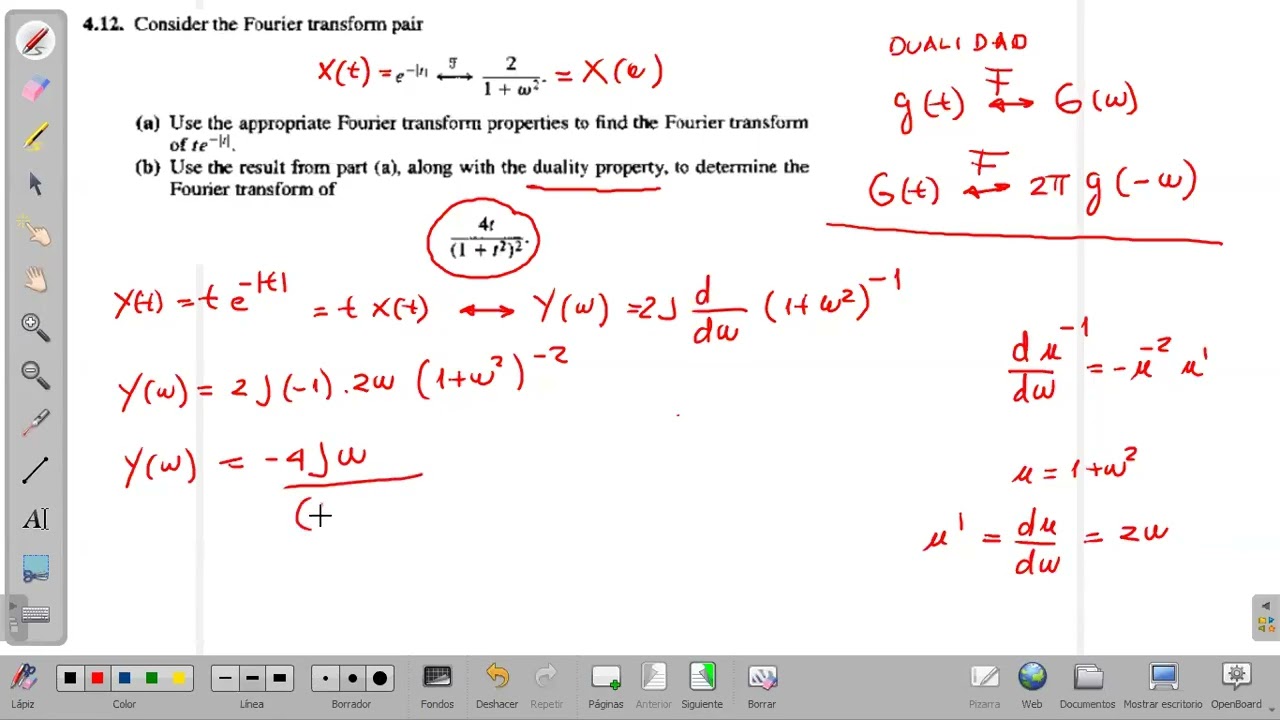 Señales y Sistemas: Transformada de Fourier, ejercicio de aplicacion propiedad de Dualidad