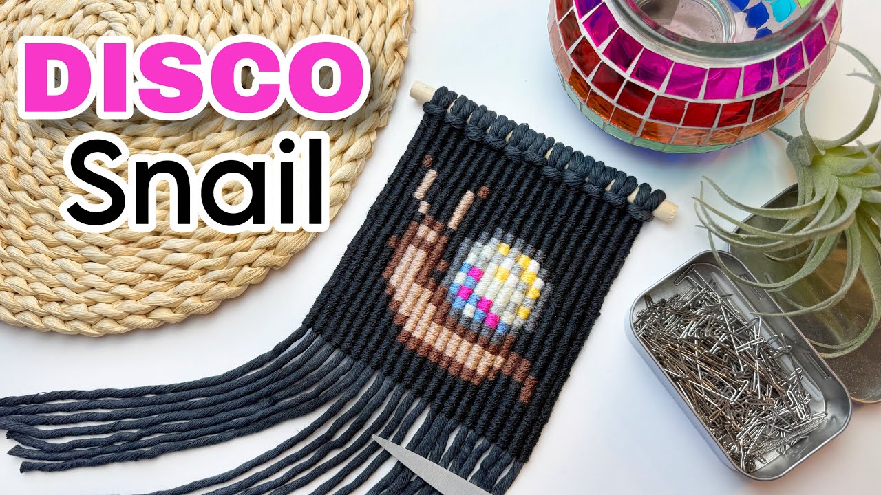 DIY MACRAME | Macrame Pixel Art Tutorial (Disco Snail)