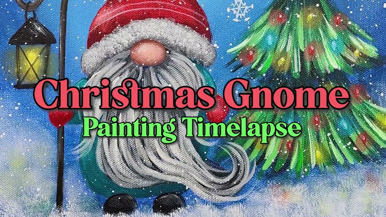 CHRISTMAS GNOME Acrylic Painting Tutorial Time Lapse