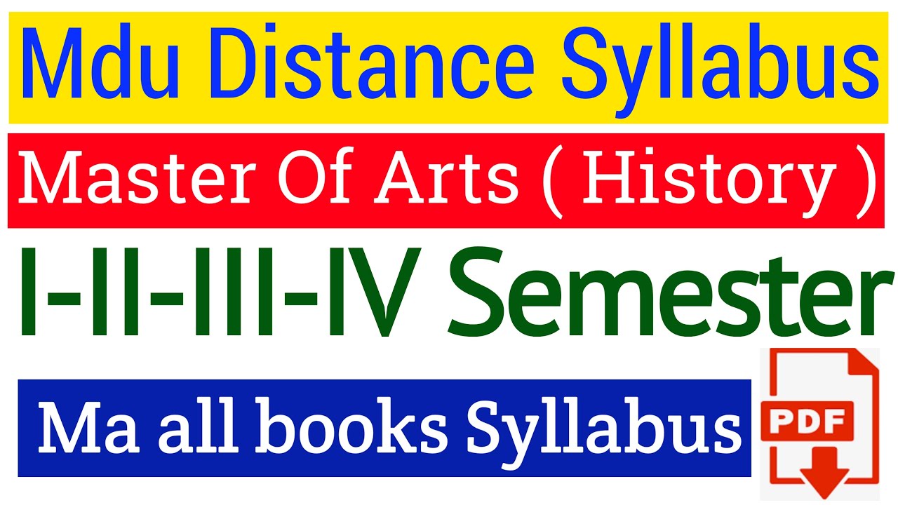 Mdu Ma History Distance Syllabus | Mdu Distance Ma History Syllabus | Mdu DDE Ma History Syllabus