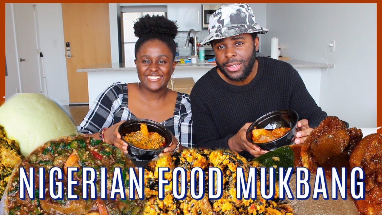 NIGERIAN FOOD MUKBANG: Fufu, Egusi, Okra, Amala, Ewedu, Eba... | African Food Mukbang