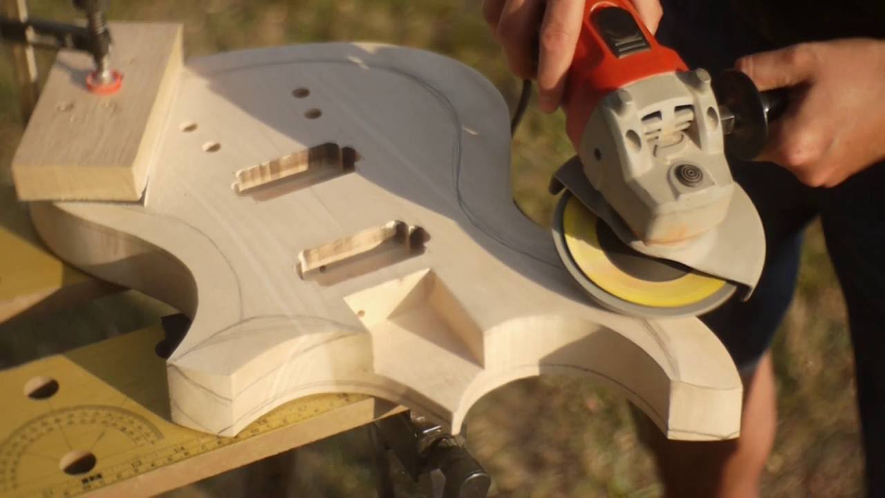 DIY - Carving a guitar body with a angle grinder.