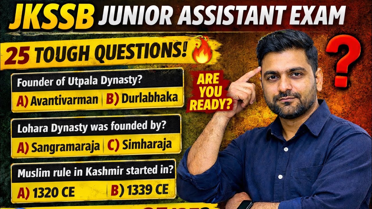 JKSSB Junior Assistant 2026 | 25 Toughest J&K History MCQs 🔥 | Most Expected Questions with Answers