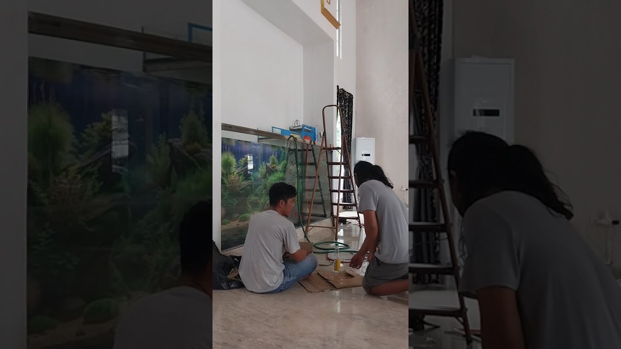AQUARIUM BESAR MENGGUNAKAN FILTER GANTUNG CHINESE STYLE