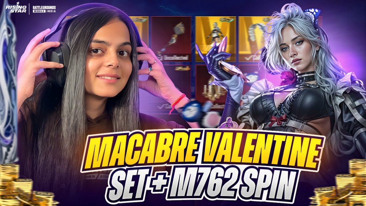 MACABRE VALENTINE NEW M762 SKIN + ULTIMATE SET SPIN 🔥 #BGMIRisingStar #KIE #risingstar