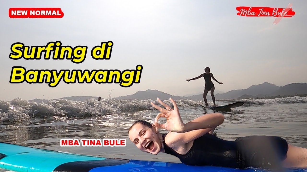 Mba Tina Bule Surfing di Pulau Merah Banyuwangi !!!