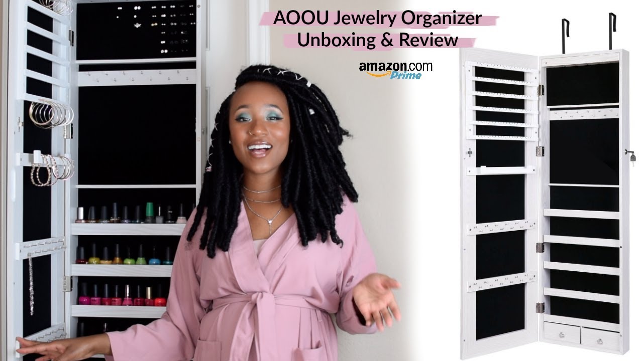 NEW AMAZON JEWELRY ORGANIZER! AOOU Mirrored Jewelry Armoire Review & 50% off Coupon