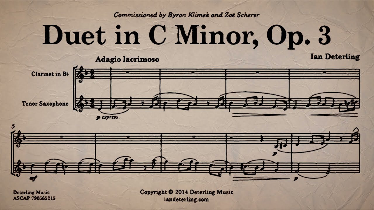 Clarinet and Tenor Saxophone Duet in C Minor, Op. 3