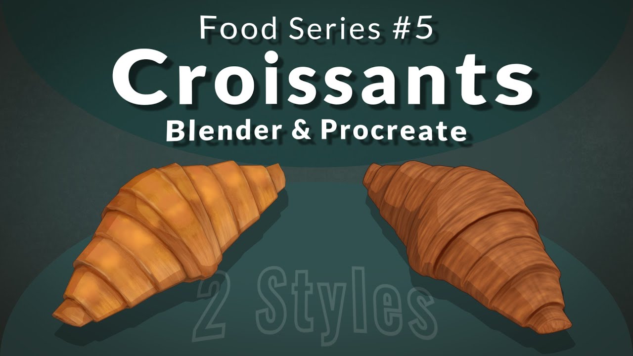 [Blender & Procreate] Quick project - Painted and Procedural Croissants