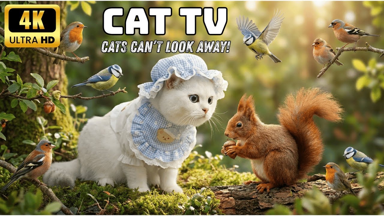 TV for Cats 😻 A Joyful Cat Meets Birds in Nature — Non-Stop Watching | 4K UHD