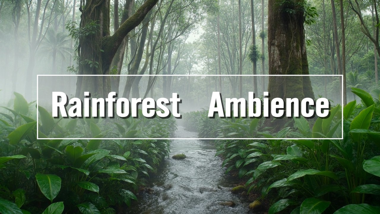 Rainforest Ambience 🌧️ Relaxing Jungle Sounds for Cafe & Study (4K)